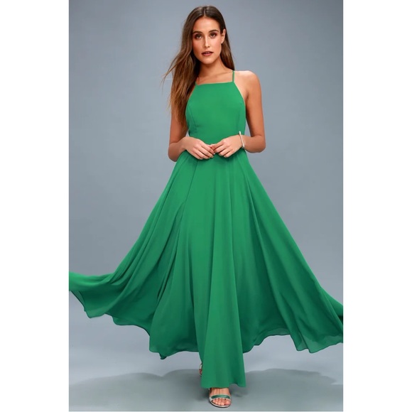 Lulus Mythical Kind of Love in Kelly Green Maxi Dress Size XS Discontinued Color - Picture 1 of 11
